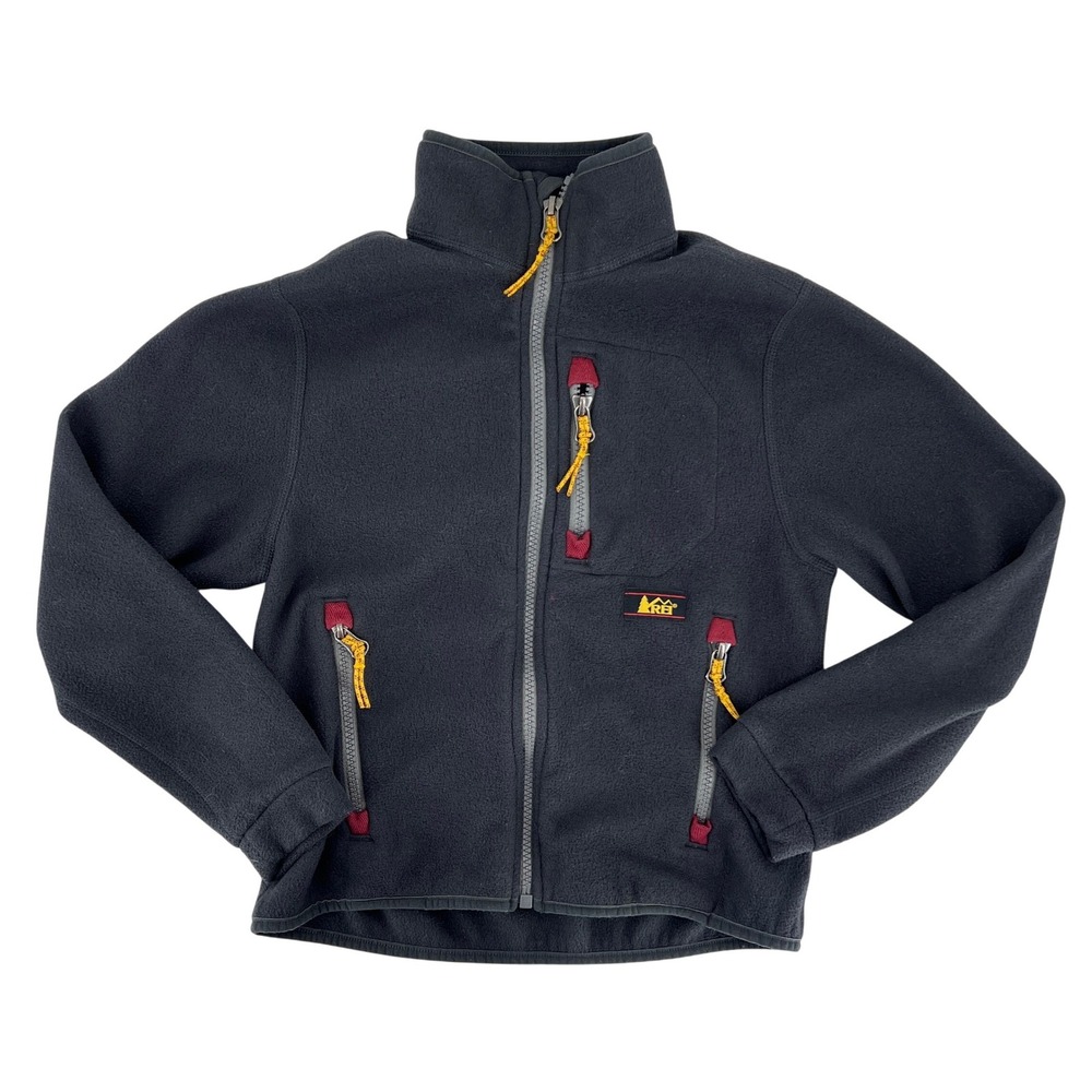 REI Co-op Trailsmith Fleece Jacket Kids Youth Small 8 Black Polartec Full Zip‎